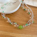 Green Apple Bead Earrings Necklace Bracelet and Flower Rings view 9