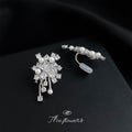 Silver Tone Clear Stone Floral Tassel Earrings In Stud And Clip Styles view 7