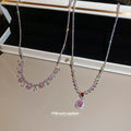 Silver Tone Pink Floral Crystal Necklace in Two Designs view 3