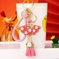 Pearl Flower Fan Tassel Keychains in Three Colors with Fortune and Plain Loops view 2