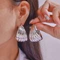 Gold Steel Twisted Multi Layer Half Hoop Earrings Titanium view 3
