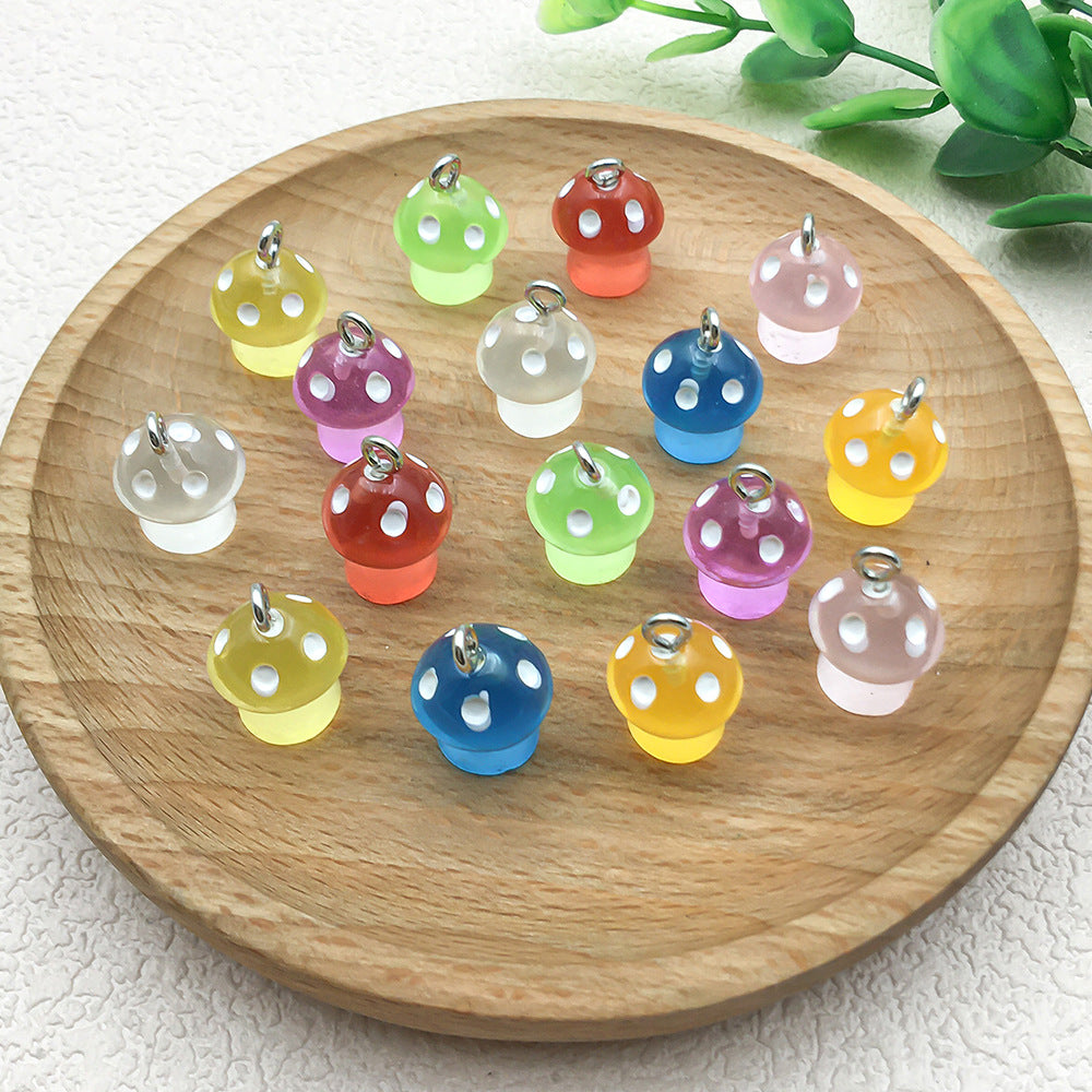 Glow Resin Cartoon Mushroom Charm Pendant for DIY Earrings Necklace Keychain
