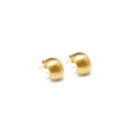 Thick Brushed C-Shape Stud Earrings Gold Steel Finishes view 5