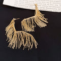 Metal Beaded Chain Fringe Stud Earrings in Two Tones view 6
