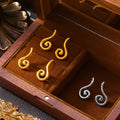 Spiral Swirl Geometric Stud Earrings Gold Steel Pair view 2