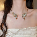 Crystal Wing Collar Necklace In Silver And Gold Tones view 3