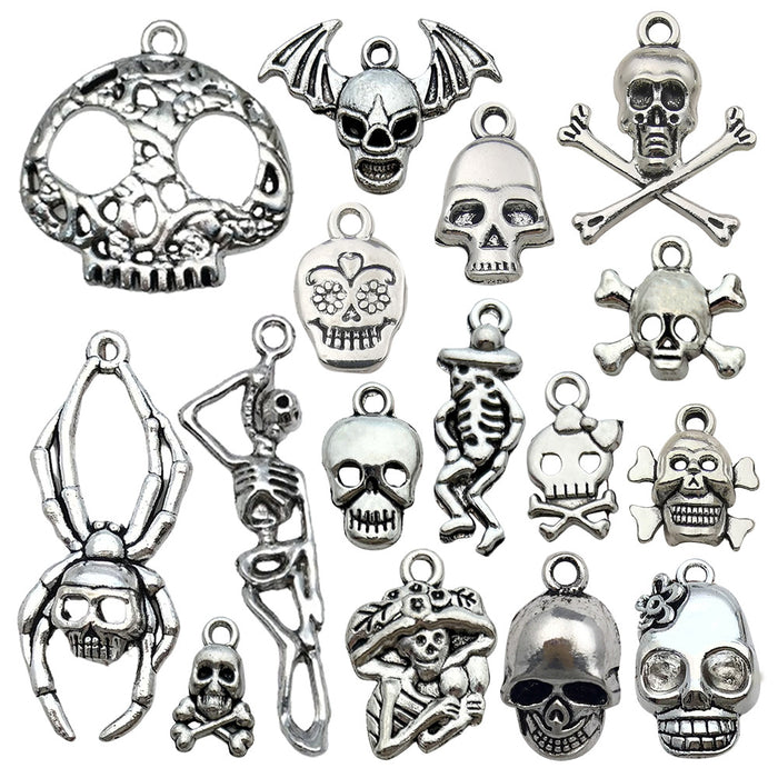 Metallic Halloween Theme and Skull Metal Charms with 17 Listed Options