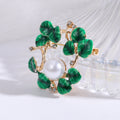 Green Leaf Wreath Brooch With Red or White Round Bead view 3