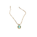 Gold Snake Chain Mint Green Cabochon Pendant Necklace Single view 5