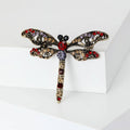 Antique Gold Filigree Dragonfly Brooch Rhinestone Wing Pin view 2