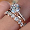 Three-Piece Round Clear Stone Ring Set In Gold, Silver, And Rose Tones view 6