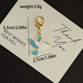 White Flying Dove Lobster-Clasp Charm with Blue Wings view 4