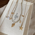 Pearl Shell Starfish Three Layer Necklace Set Two Colors view 6