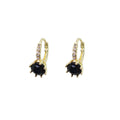 Round Stone Crystal Paved Huggie Hoop Earrings Four Styles view 5