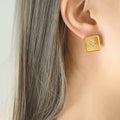 Square Sunburst Heart Stud Earrings And Matching Pendant Necklaces view 3