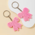 Pink Beaded Bow Charm Keychain With Silver Split Ring view 4