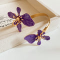 Open Dual Flower Enamel Cuff Bracelets Gold Silver view 10