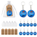 Blue Father Day Hat Mustache Wood Round Keychain Ring view 1
