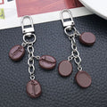 Three Brown Coffee Bean Charm Clasp Keychain with Metal Hardware view 3