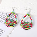 Silver Tone Tropical Flower and Flamingo Acrylic Hook Earrings view 6