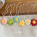 Colorful Daisy Pendant Faux Pearl Necklaces in Six Colors view 2