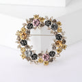 Multicolor Floral Wreath Brooch with Detailed Metal-tone Finish view 1
