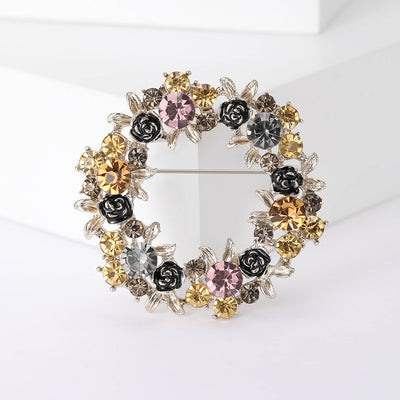 Multicolor Floral Wreath Brooch group view