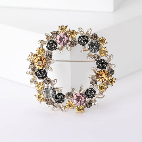 Multicolor Floral Wreath Brooch group view