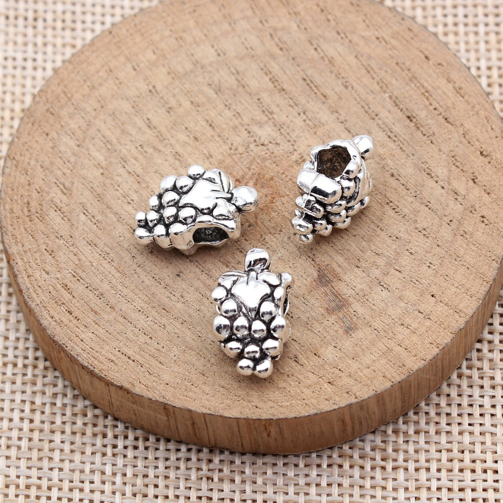 16x9.5x7.5mm 2.5g Antique Silver Zinc Alloy Grape Large Hole Spacer Beads for European Style Jewelry Making