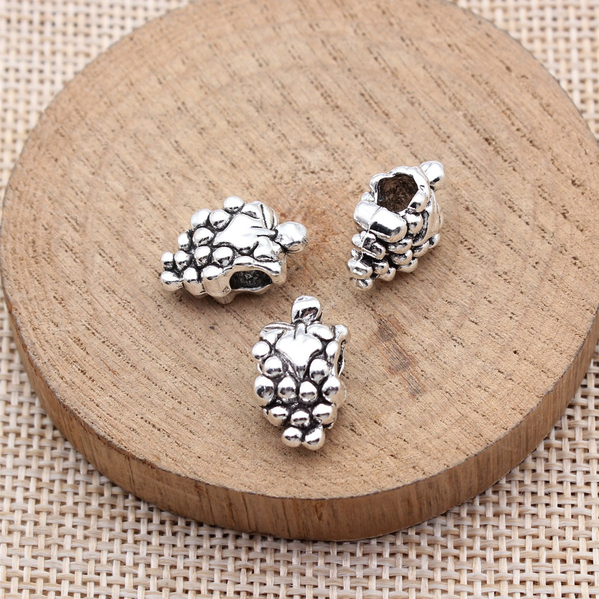 16x9.5x7.5mm 2.5g Antique Silver Zinc Alloy Grape Large Hole Spacer Beads for European Style Jewelry Making
