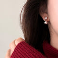 Silver Tone Star and Pearl Stud Earrings Decorative Jewelry Pair view 2