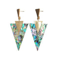 Abalone Shell Triangle Drop Earrings Gold Stud Posts 2 Styles view 5