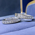 Silver Tone Princess Cut Channel Set Clear Hoop Earrings view 3