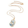 Silver Tone Resin Pressed Flower Face Pendant Necklaces in Three Colors view 5