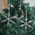 Clear Acrylic Snowflake Ice Ornaments Pearl Crescent Hangings view 1