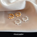 Crystal Planet Hoop Earrings in Silver and Gold Tones view 2