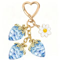 Resin Strawberry Charm Keychain with Enamel Daisy Accent view 7