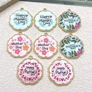 Mother Theme Heart Flower and Letter Charms in Twelve Options