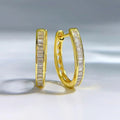 Baguette Crystal Oval Huggie Earrings In Two Colors view 3