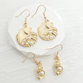 Gold Pearl Scallop Shell Conch Drop Earrings 2 Styles view 1