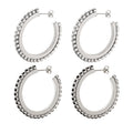 Steel Open Hoop Earrings Black Pave Zirconia Edge Pair view 5