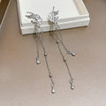 Silver Wing and Long Chain Tassel No Piercing Ear Clips view 2