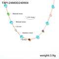 Colorful Natural Stone Clover Station Necklace Bracelet Set view 8