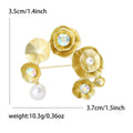 Matte Gold Silver Flower Brooch Pearl AB Rhinestone view 6