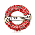 Red Poppy Remembrance Wreath Enamel Metal Brooch Pin view 1