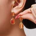 Oval Cat Eye Glass Stone Necklace Bracelet Earring Set view 2