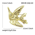 Flying Hummingbird Brooch In Gold Or Silver Tone With Polished Metal Detail view 6