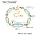 Gold Oval Czech Glass Stone Link Bracelet Multi Colors view 8