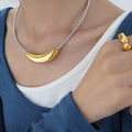 Snake Chain Crescent Bar Collar Necklace Metal Alloy view 4