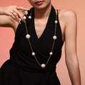Long Station Necklace With Spaced Shell Pearl Beads view 1